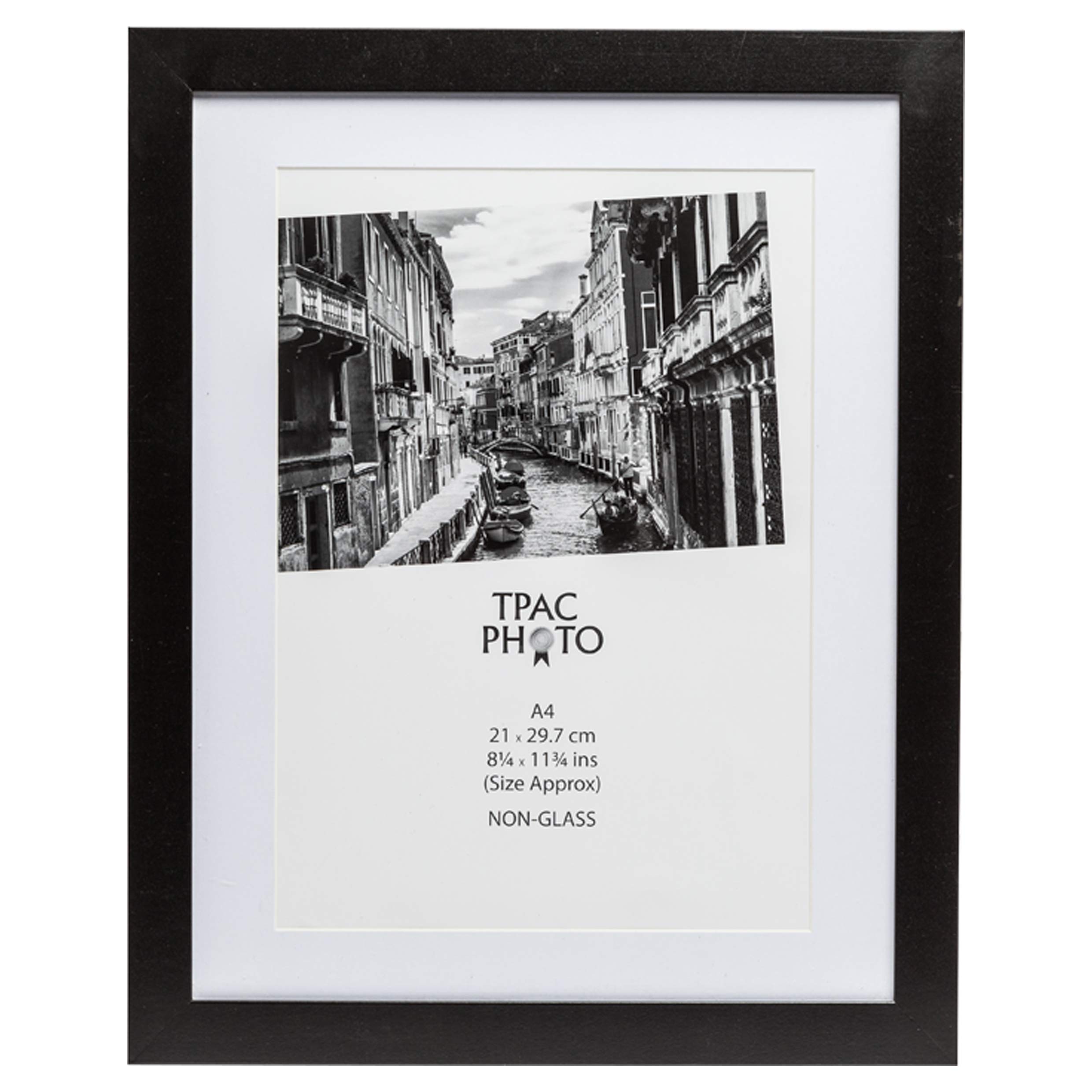 Hampton Frames COLUMBIA A4 (21x30cm) Black Picture Poster Photo Frame with Mount Acrylic (Non-Glass) COL2130MTNG