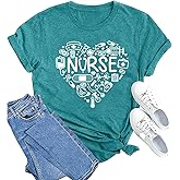 MAIHUN Women Nurse Life Shirt Nurse Letter Print Tee Tops Nurse Day Gifts Shirts Inspirational Short Sleeve