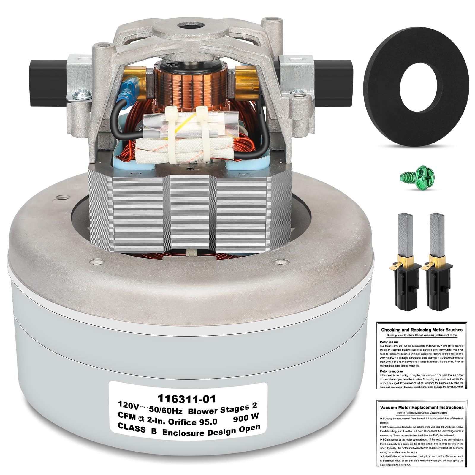 Photo 1 of 116311-01 Vacuum Blower Motor 5.7" 120V High-Suction Low-Noise Energy-Efficient Replacement Motor Easy Installation for Backpack & Canister Vacuums