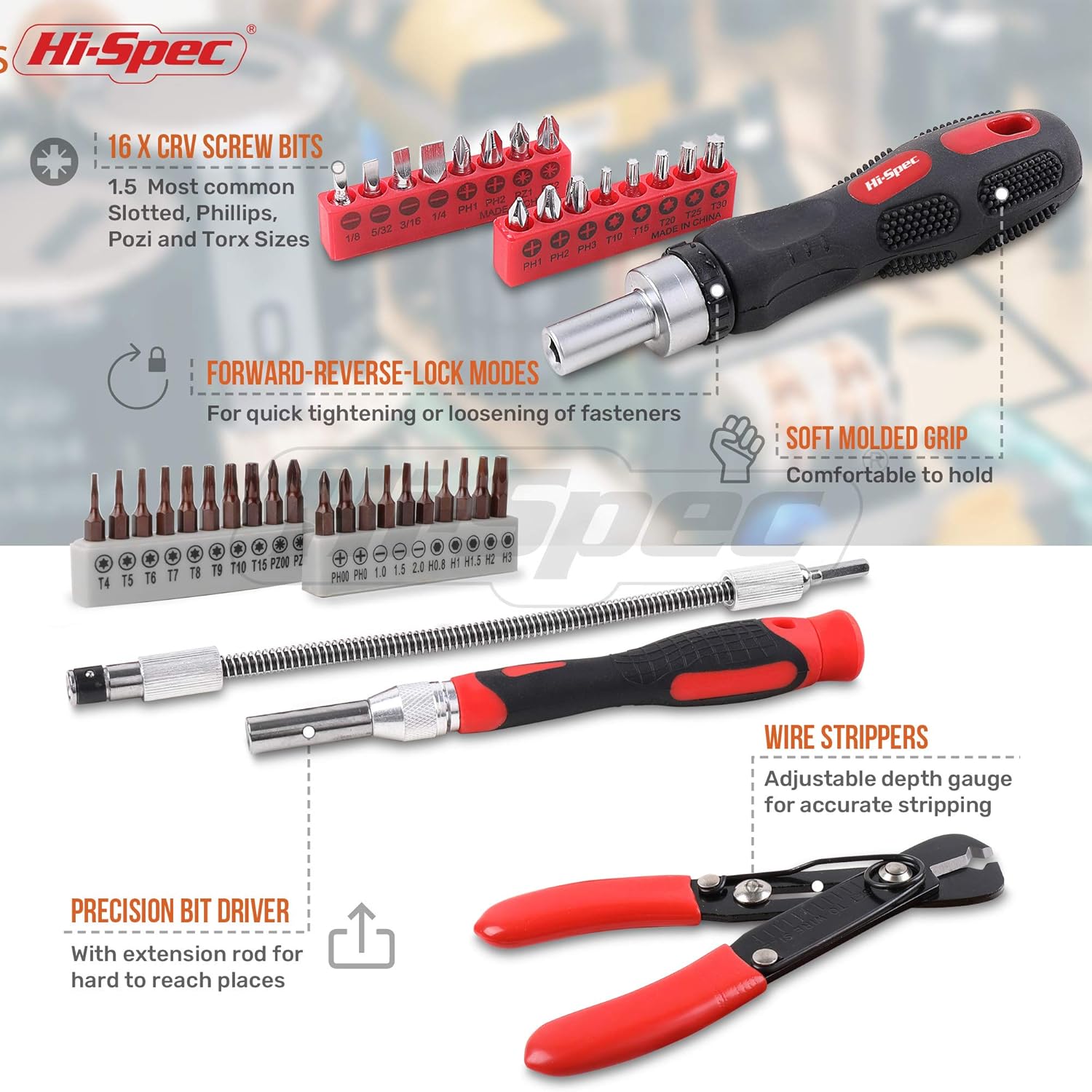 Hi-Spec 56pc Electronics Repair & Opening Tool Kit Set for Laptops Devices, Computers - Image 4