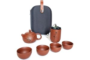 Portable Tea Set Handmade Purple ClayTea Set,Chinese Tea Set,Kung fu Tea Set,Porcelain Teapot & teacups with Travel Bag