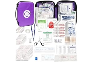 Small-Campact First-Aid Kit-Refill Supplies-Basic Emergency-Essentials - 300PCS Home Essentials Emergency Accident Kits for Businesses Workplace Outside Travel Purple 1st Aid