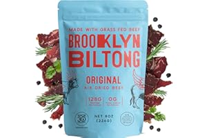 Brooklyn Biltong - Air Dried Grass Fed Beef Snack, South African Beef Jerky - Whole30 Approved, Paleo, Keto, Gluten Free, Sugar Free, Made in USA (Original)
