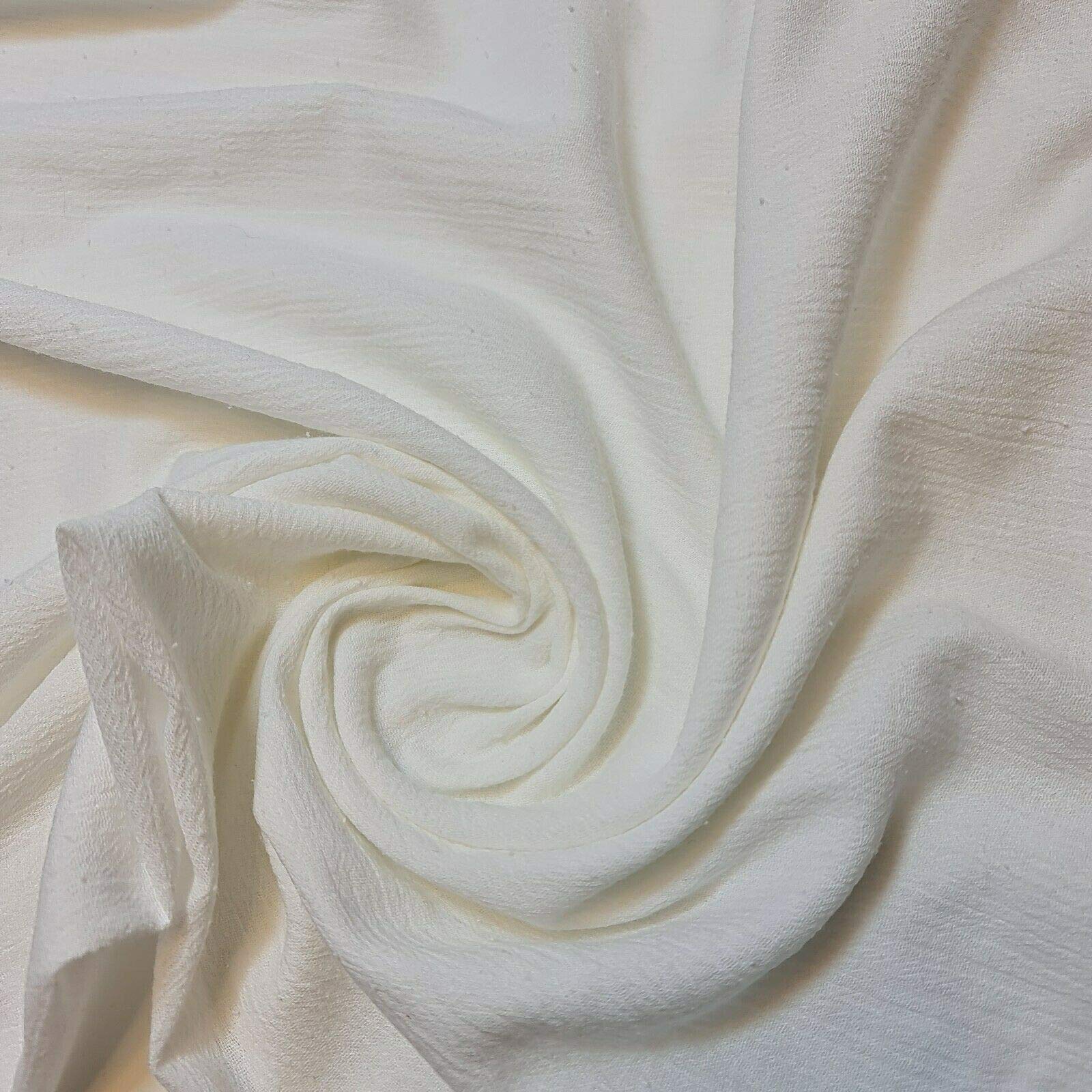 TEXTILE STATION Plain White Double Gauze 100% Cotton Fabric Dress Lightweight Muslin 140cm (Pre Cut 1 Meter)