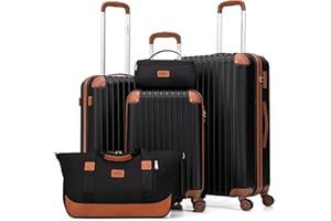 Cosbarn Luggage Sets 5 Piece Suitcases with Wheels, Suitcase Set ABS Hard Case Luggage with TSA Lock Spinner Wheels Durable Travel Luggage