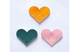 PQ BEES Full Grain Leather Bookmarks, Initial Personalized Bookmarks for Reading, Custom Handmade Corner Bible Heart Shape Bookmarks for Women Men Kids Bookworms, Valentines Birthday Book Lovers Gifts (A)