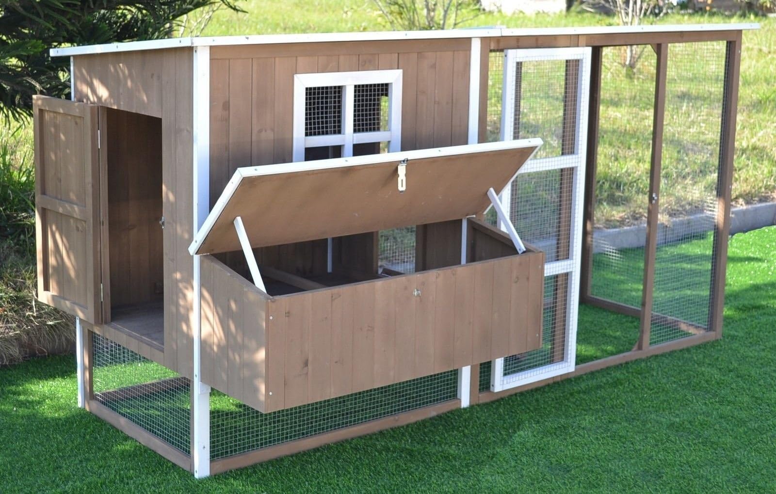 Omitree Large 87" Wood Chicken Coop Backyard Hen House 4-8 Chickens Nesting Box & Run