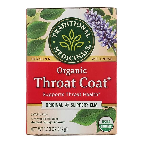 TRADITIONAL MEDICINALS ORGANIC THROAT COAT SEASONAL TEA, 16 TEA BAGS (PACK OF 1)