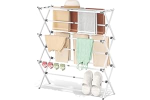 APEXCHASER Clothes Drying Rack, Expandable Drying Rack Clothes, Collapsible 3 Tiers Foldable Laundry Rack Indoor, for Baby Cl