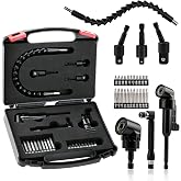 27 Pcs Right Angle Drill Attachment Set &amp; Flexible Drill Bit Extension Kit | Rotatable Socket Adapters, 90&deg;/105&deg; Right Angle Attachments, Screwdriver Bits, Portable Storage Box for Tight Spaces