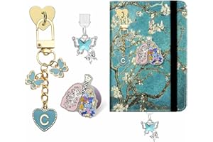 ANKUAITIAN Charm Set for Kindle,Type-C Dust Plug with Butterfly Charm, Heart Grip Holder, Initial Keychain, Compatible with Paperwhite 11th/12th Gen (Blue, C)