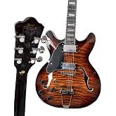 Left-Handed Semi-Hollow Electric Guitar, Flame Maple Finish，Coffee tiger skin pattern