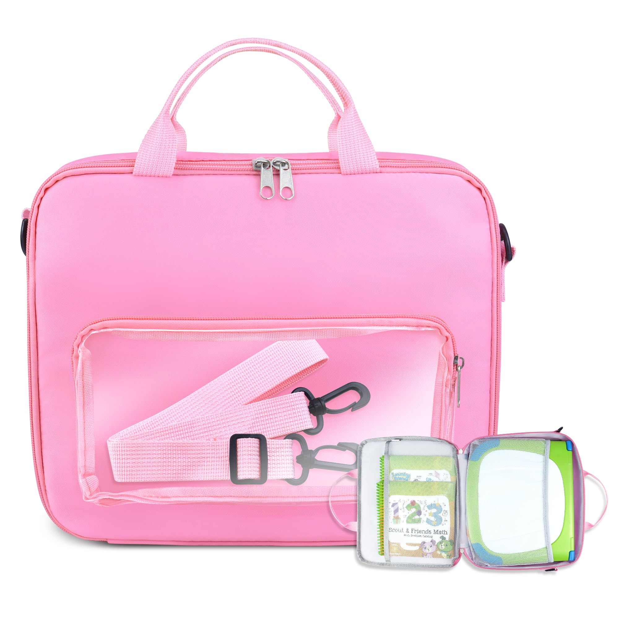 Gaga city Carry Bag Compatible with Leapfrog LeapStart 3D Interactive Learning System, 8-10 Inches Kids Tablet Bag, Pink