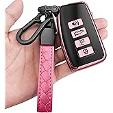 Sindeda for Lexus Key Fob Cover with Keychain Soft Full Protection Key Shell Key Case Compatible with Lexus RX IS ES GS LS NX RS GX LX RC LC (Pink)