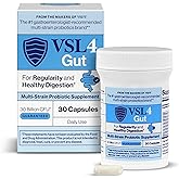 VSL4® Gut Daily Probiotics for Gut Health - 30B CFUs, Multi-Strain Digestive Support for Women & Men, Promotes Gut Balance & Regularity, Potent, Shelf-Stable Probiotic Supplement, 30 Capsules