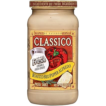 Amazon Com Classico Roasted Red Pepper Alfredo Pasta Sauce 15 Oz Jar Prime Pantry