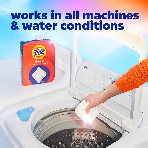 TIDE EVO LAUNDRY DETERGENT SPRING BLAST SCENT WORKS ON 100% OF COMMON STAINS CONCENTRATED TRAVEL DETERGENT HE COMPATIBLE AND INSTANT DISSOLVE FIGHTS STAINS BETTER THAN LEADING DETERGENT SHEET 42 COUNT
