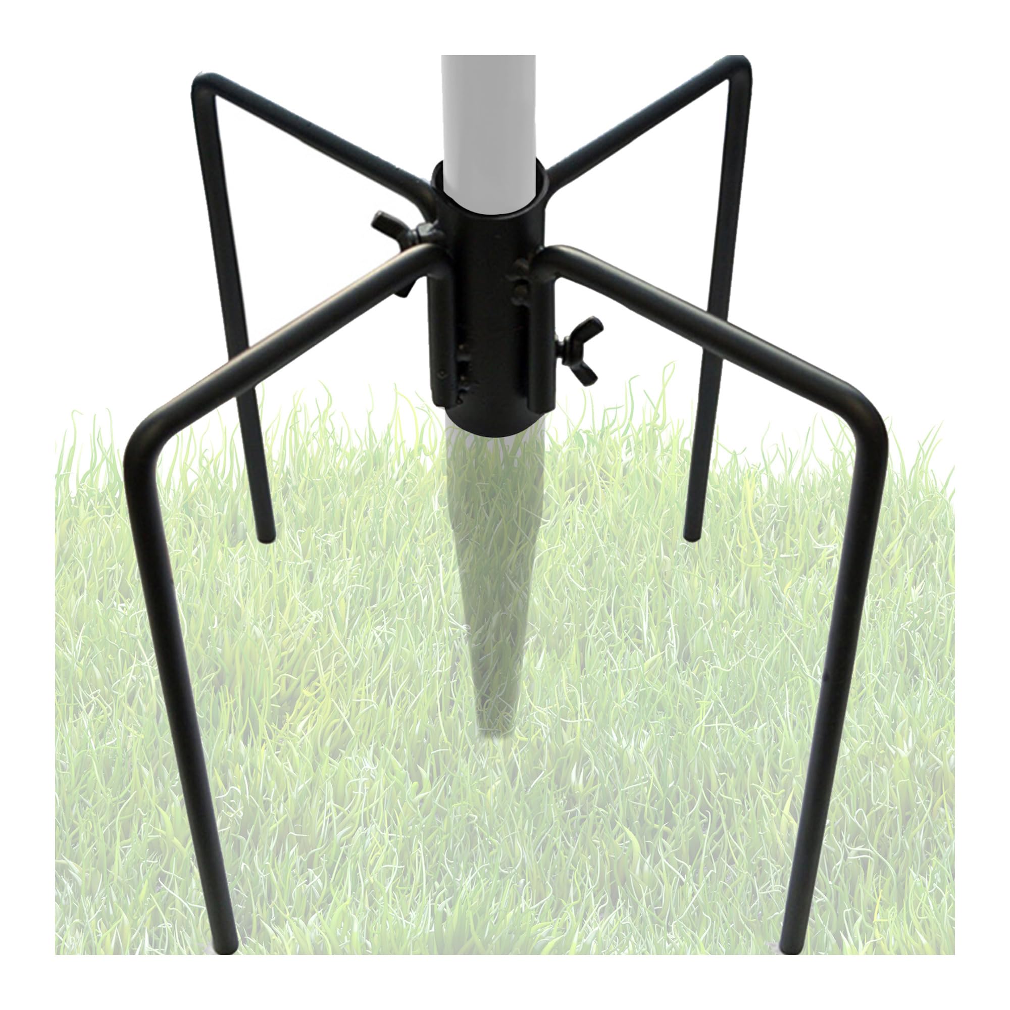 gray bunny bird feeder pole stand with 4 prongs for 1/2" or 3/4" poles, wind spinner replacement, stabilizer, birdhouse base