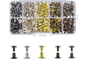 CREEDOX 100 Sets Chicago Screws 5 Colors - 5/16 Inch Zinc Alloy Flat Head Studs Screw Rivets for Leather – Suitable for DIY Leather Crafts, Belts, Handbags & Garments