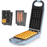AROMA&reg; Swap &amp; Flip Waffle Maker with Removable Plates: 3-in-1 Panini Press, Mini Donut Maker, and Waffle Iron