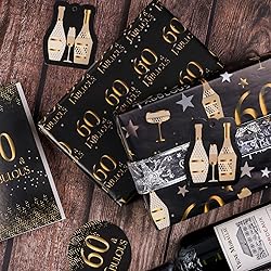 BIOBROWN Happy 60th Birthday Wrapping Paper Sheets