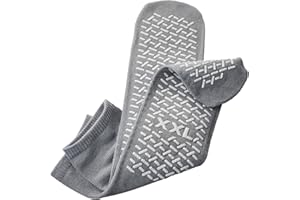 GAGACISO XX-Large Non Slip Socks, Gripper Socks; Barre Socks; Grip Socks For Yoga, Assisted Living (Non Skid) (Gray) (XXL) (Premium) (3 PAIRS)