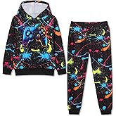Latnnut Boy 2 Pcs Clothes Cool 3D Printing Long Sleeve Hoodie & Sweatpants Outfit for 5-12 Years