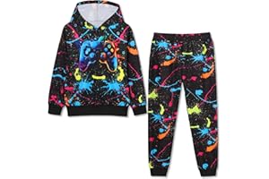 Latnnut Boy 2 Pcs Clothes Cool 3D Printing Long Sleeve Hoodie & Sweatpants Outfit for 5-12 Years