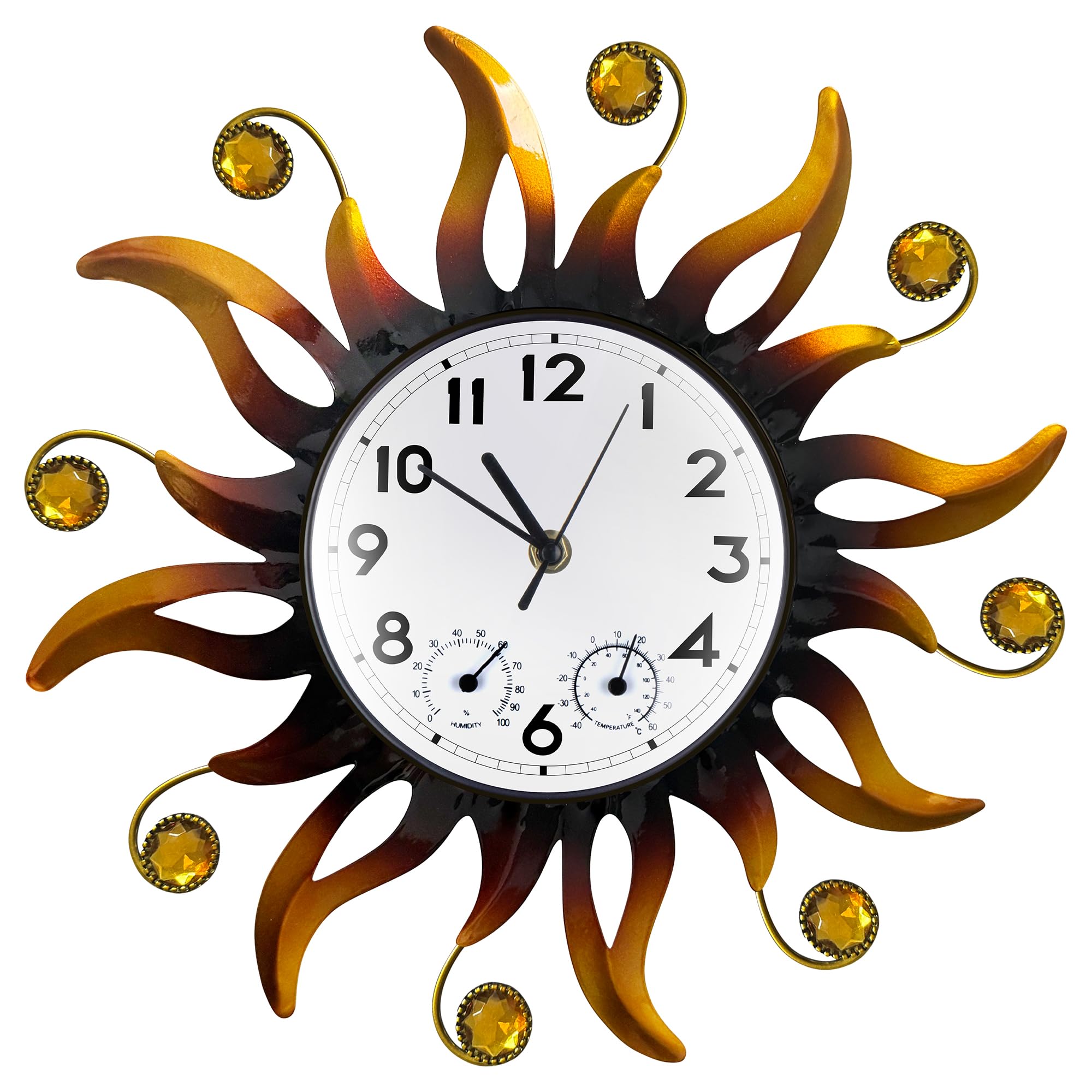 Photo 1 of **THERMOMETER ONLY** Outable Sun Outdoor Clock Thermometer Combo Metal Outdoor Clocks Waterproof Silent Non-Ticking Outdoor Wall Clock for Patio Living Room Kitchen Garden Decor