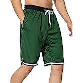 Men's Basketball Shorts with Zipper Pockets Lightweight Quick Dry Mesh Athletic Running Shorts