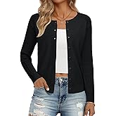 Ivicoer Women's Cardigan Sweater Button Up Cardigan Textured Sleeves Crew Neck Sweater Trendy Outfits 2026