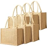 Segarty Burlap Tote Bags, 6 Pcs Small Natural Jute Reusable Gift Favors Bag with handles Blank Tote Bulk for Bridesmaid Wedding, Women Market Grocery Shopping, Bachelorette Party, Beach Trip, DIY