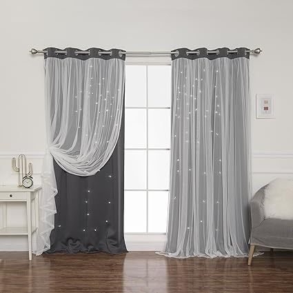 Amazon Com Best Home Fashion Tulle Overlay Star Cut Out Blackout