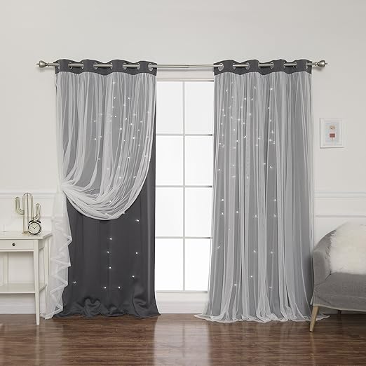 Amazon Com Best Home Fashion Tulle Overlay Star Cut Out Blackout