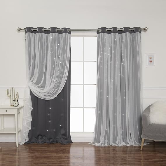 Amazon.com: Best Home Fashion Tulle Overlay Star Cut Out Blackout