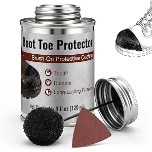 Zhanmai Boot Toe Protector, Brush On Liquid for Tough, Flexible Durable Scuff Guard for Work Safety Hiking Boots, 4OZ with Ap