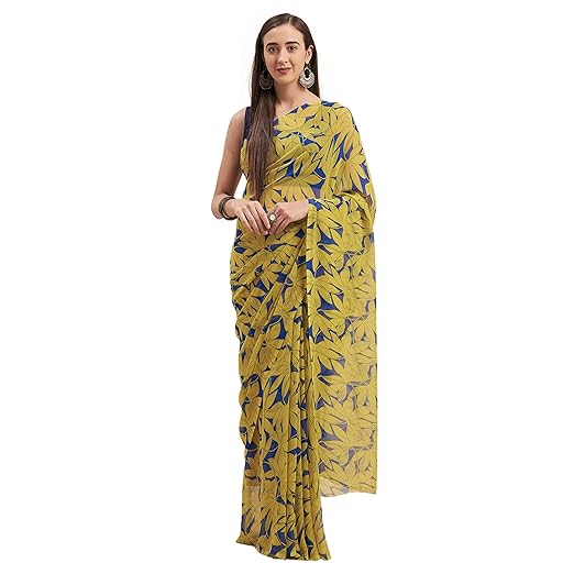 Womanista georgette with Blouse Piece Saree (TI1234_ Green & Blue_ Onesize)