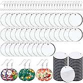 Duufin 120 Pcs Sublimation Earring Blanks with Earring Hooks and Jump Rings Heat Transfer Unfinished MDF Round Earrings Blank for Christmas Valentine Women DIY