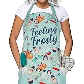 Lavley Christmas Baking Aprons - Funny kitchen gift for men, women and kids - 100% cotton adjustable apron for holiday bakers