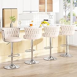 AWQM Velvet Bar Stool Set of 2, Counter Height