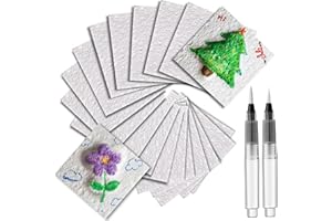 Wonderjune 40 Pcs Foam Texture Painting Paper for Crafts, 4" x 4" Magical Foam Texture Paper Sheets with Water Brush Pens, Handicraft Blank Painting Sheets for 3D Crafts DIY Arts Supplies