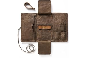 BS-VOG Waxed Canvas Tobacco Pouch for 2 Pipes, Smoking Tobacco Pipe Pouch with Foldable Stand, Smoking Case Bag Accessories Storage Organizer for Travel, Daily Use & Gift (Pipes Not Included)