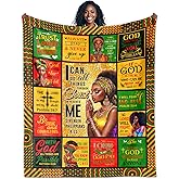 IWADNYI African American Religious Gifts for Women, Christian Gift for Mom, Christian Blanket for Woman 60"X50", Black Woman Bible Blanket