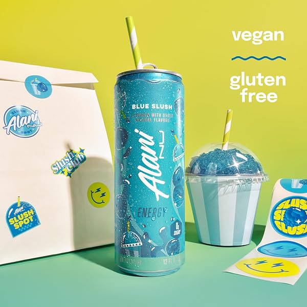 ALANI NU BLUE SLUSH, SUGAR FREE, LOW CALORIE ENERGY DRINKS, 200MG CAFFEINE, BIOTIN, B VITAMINS, ZERO SUGAR, 10 CALORIES, 12 FL OZ CANS, 12 PACK