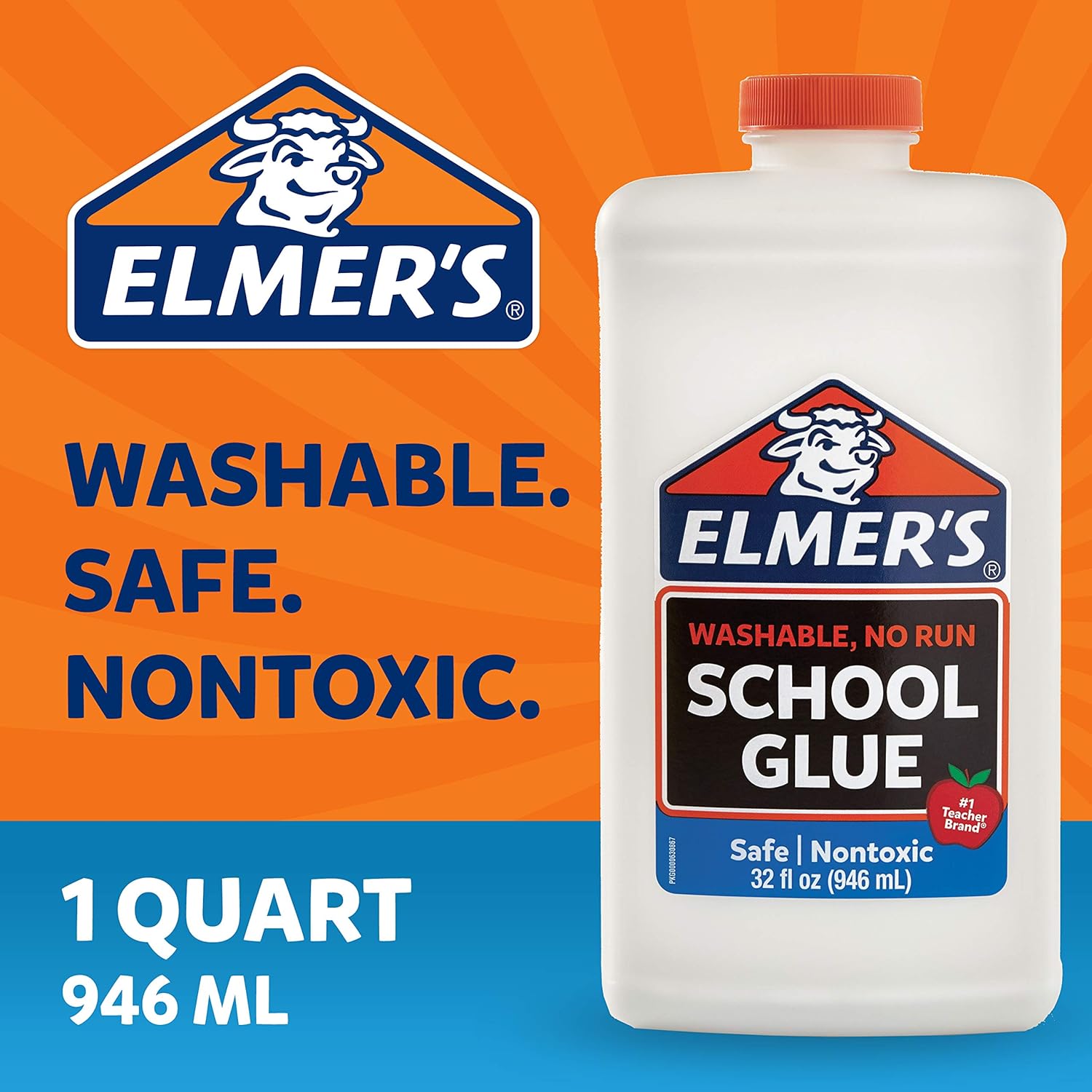 Elmers Liquid School Glue White Washable 32 Ounces School Walls