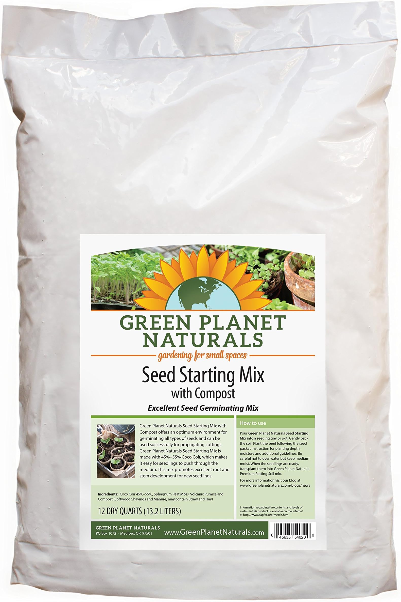 QUALITY - Seed Starting Mix with Compost - 12 Dry Quarts - FREE SHIPPING!