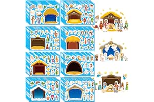 DUJAA Christmas Nativity Stickers for Kids, Make a Nativity Scene Kit, Jesus Birth Stickers, Christmas Crafts for Kids, Christian Religious Bible Scene Party Favor Home Classroom Activity