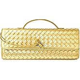 Joryin Woven Purse for Women Evening Clutch Woven Leather Handbags Crossbody Bag Purse Formal Evening Bag, Vegan Leather