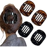 4 Pcs Flat Hair Clips Large Flat Claw Clips For Women, Black Leopard Strong Hold Hair Barrettes for Thick and Thin Hair Comfortable Curved Clips