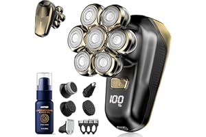 UMITHER Head Shavers for Bald Men, Electric Razor with 7D Magnetic Shaver Heads, Wet Dry Waterproof Bald Head Trimmer Kit for Women & Men, Nose Ear Hair Trimmer, USB Rechargeable Clippers, Bright Black